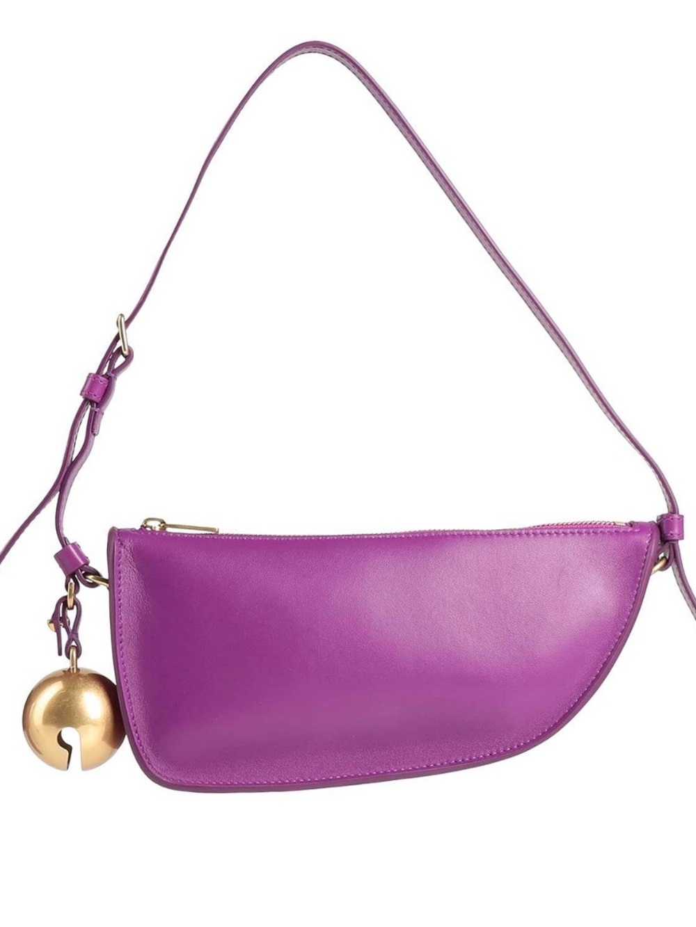 Burberry Purple Crescent Leather Shoulder Bag with Gold Charm